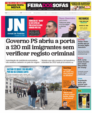 Capa de Jornal de Notícias