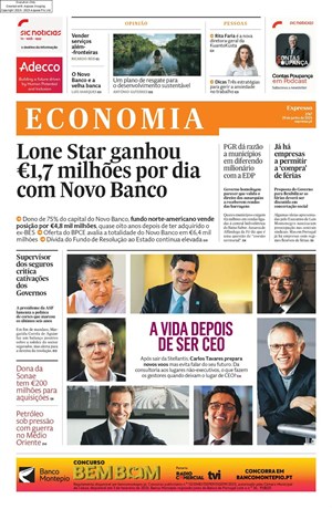 Capa de Expresso Economia