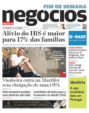 Capa de Jornal Negócios