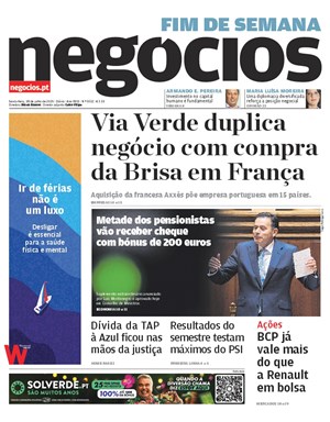 Capa de Jornal Negócios