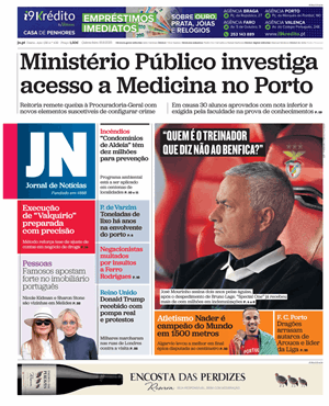 Capa de Jornal de Notícias