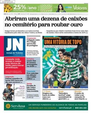 Capa de Jornal de Notícias