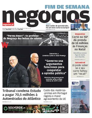 Capa de Jornal Negócios