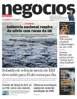 Capa de Jornal Negócios