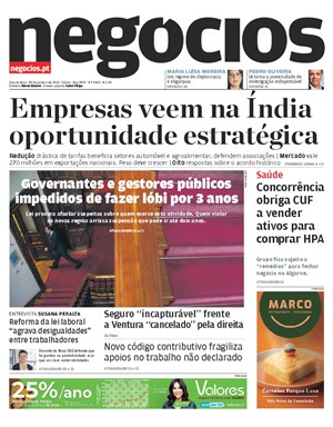 Capa de Jornal Negócios
