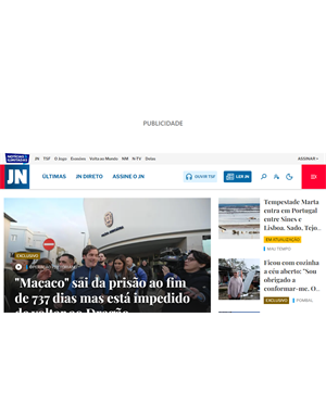 Capa de Jornal de Notícias