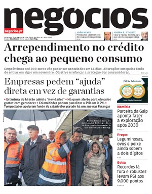 Capa de Jornal Negócios