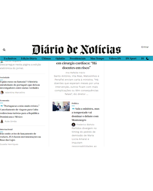 Capa de Diário de Notícias