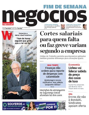 Capa de Jornal Negócios