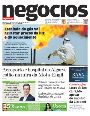 Capa de Jornal Negócios