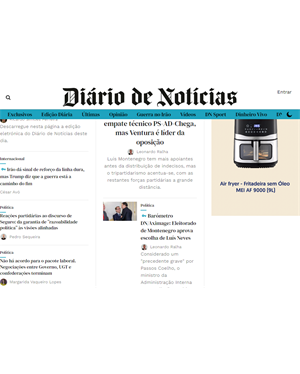 Capa de Diário de Notícias