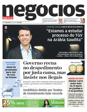 Capa de Jornal Negócios