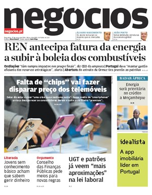 Capa de Jornal Negócios