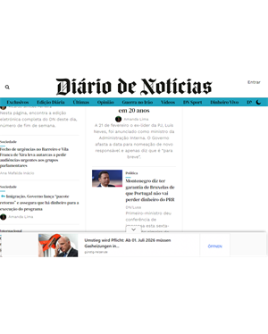 Capa de Diário de Notícias