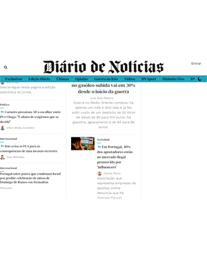 Capa de Diário de Notícias