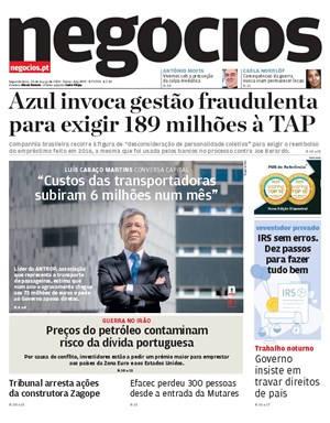 Capa de Jornal Negócios