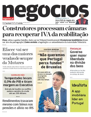 Capa de Jornal Negócios