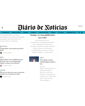 Capa de Diário de Notícias