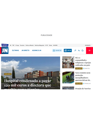 Capa de Jornal de Notícias