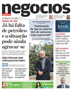 Capa de Jornal Negócios