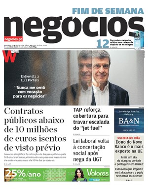 Capa de Jornal Negócios