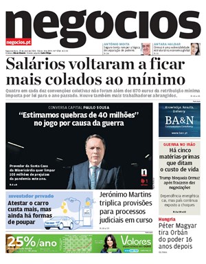 Capa de Jornal Negócios