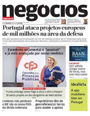 Capa de Jornal Negócios