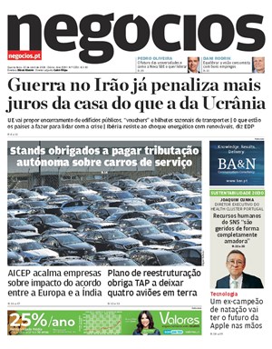 Capa de Jornal Negócios
