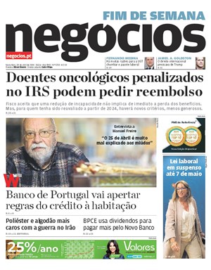 Capa de Jornal Negócios