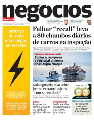 Capa de Jornal Negócios