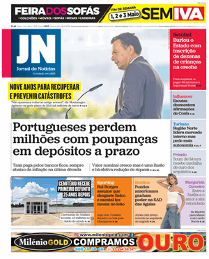 Capa de Jornal de Notícias