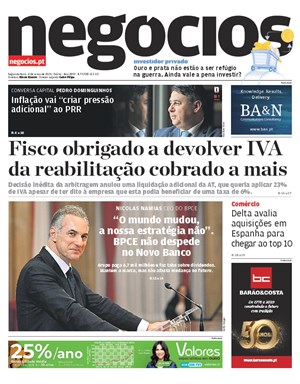 Capa de Jornal Negócios