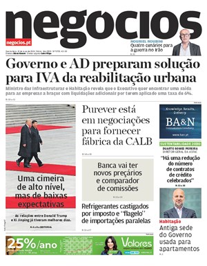 Capa de Jornal Negócios
