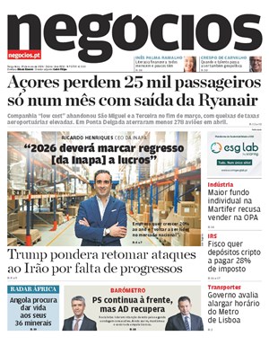 Capa de Jornal Negócios