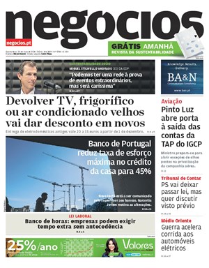 Capa de Jornal Negócios