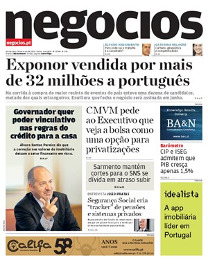 Capa de Jornal Negócios