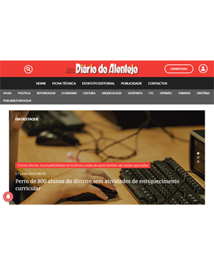 Capa de Diário do Alentejo