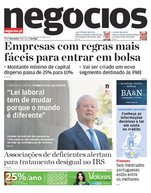 Capa de Jornal Negócios