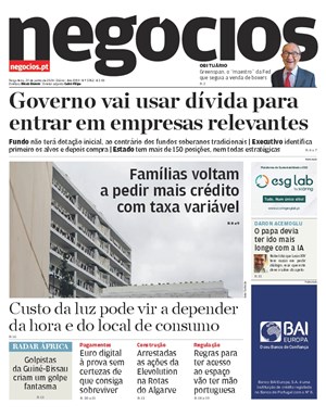 Capa de Jornal Negócios