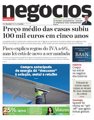 Capa de Jornal Negócios