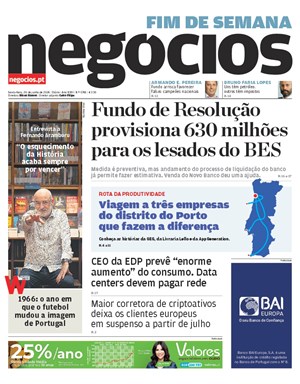 Capa de Jornal Negócios