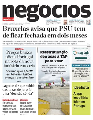 Capa de Jornal Negócios