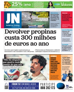 Capa de Jornal de Notícias