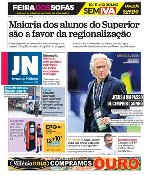 Capa de Jornal de Notícias