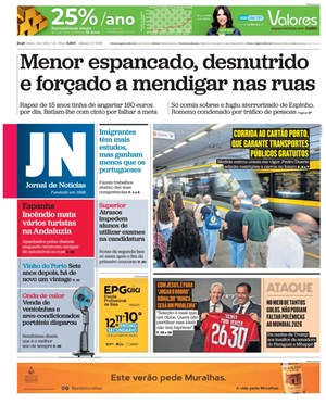 Capa de Jornal de Notícias