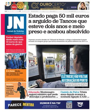 Capa de Jornal de Notícias