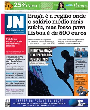 Capa de Jornal de Notícias