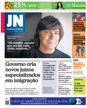 Capa de Jornal de Notícias