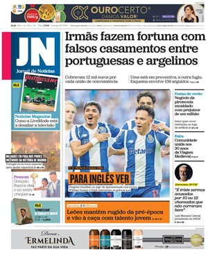 Capa de Jornal de Notícias