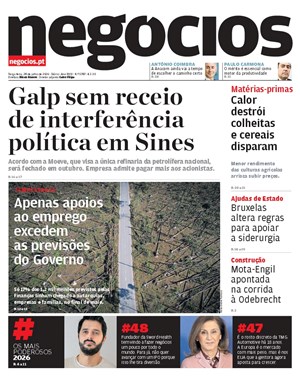 Capa de Jornal Negócios